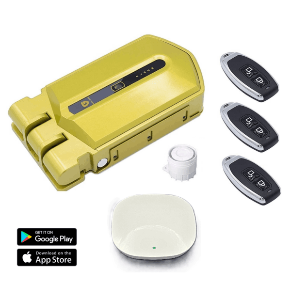 cerradura inteligente con alarma oro